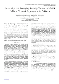 An Analysis of Emerging Security Threats in 3G/4G Cellular Network Deployment in Pakistan