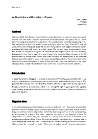 Antiparticles and the Nature of Space Abstract Introduction Negative Time