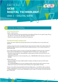 FACTFILE: GCSE DIGITAL TECHNOLOGY Unit 1 – DIGITAL DATA