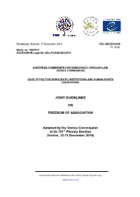 Joint Guidelines on Freedom of Association