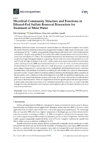 Microbial Community Structure and Functions in Ethanol-Fed Sulfate Removal Bioreactors for Treatment of Mine Water