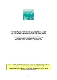 National Report on the Implementation of the Ramsar Convention on Wetlands