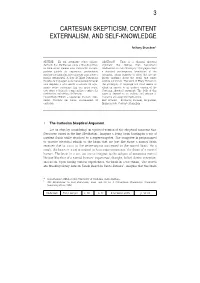 3 Cartesian Skepticism, Content Externalism, and Self-Knowledge