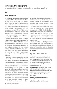 Notes on the Program by James M