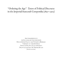 “Ordering the Age”: Terms of Political Discourse in the Imperial Statecraft Compendia (1827–1903)