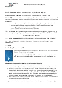 Outline for Cyanotype Masterclass (4 Hours) 9:05 – 9:15 Introduction: Of