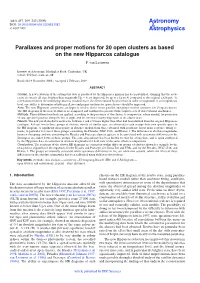 Parallaxes and Proper Motions for 20 Open Clusters As Based on the New Hipparcos Catalogue