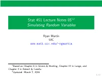 Stat 451 Lecture Notes 0512 Simulating Random Variables