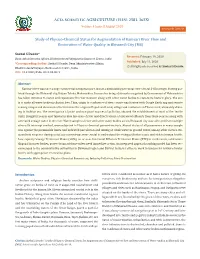 Study of Physico-Chemical Status for Augmentation of Kamvari River Flow and Restoration of Water Quality in Bhiwandi City (MS)