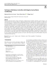 Task-Space Admittance Controller with Adaptive Inertia Matrix Conditioning