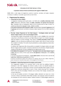 1. Programmes for Students A
