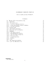 ALGEBRAIC GROUPS: PART III Contents 10. the Lie Algebra of An