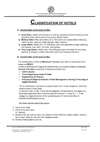 Classification of Hotels