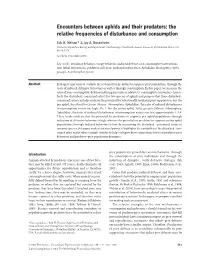 Encounters Between Aphids and Their Predators: the Relative Frequencies of Disturbance and Consumption