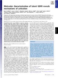 Molecular Characterization of Latent GDF8 Reveals Mechanisms