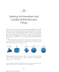 Naming Archimedean and Catalan Polyhedra and Tilings