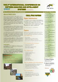 THE 2Nd INTERNATIONAL CONFERENCE on PATTERN ANALYSIS and INTELLIGENT