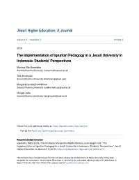 The Implementation of Ignatian Pedagogy in a Jesuit University in Indonesia: Students’ Perspectives