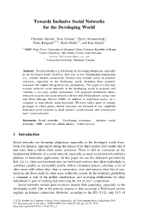 Towards Inclusive Social Networks for the Developing World