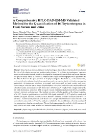 A Comprehensive HPLC-DAD-ESI-MS Validated Method for the Quantiﬁcation of 16 Phytoestrogens in Food, Serum and Urine