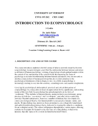 Introduction to Ecopsychology