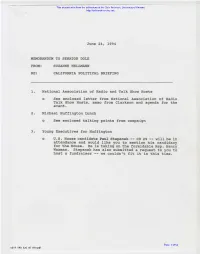 June 24, 1994 MEMORANDUM to SENATOR DOLE FROM