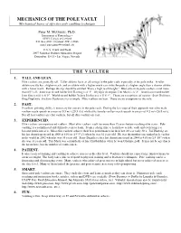 MECHANICS of the POLE VAULT Mechanical Bases of Effective Pole Vaulting Technique
