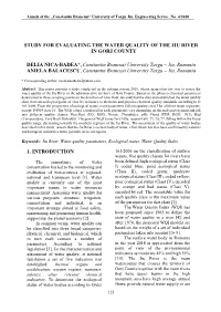 Study for Evaluating the Water Quality of the Jiu River in Gorj County