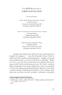 The SRPR Review Essay: FORM DYSFUNCTION