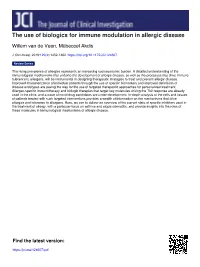 The Use of Biologics for Immune Modulation in Allergic Disease