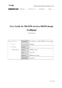 User Guide for RK2928 Wireless HDMI Dongle (Lollipop)