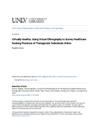 Using Virtual Ethnography to Survey Healthcare Seeking Practices of Transgender Individuals Online