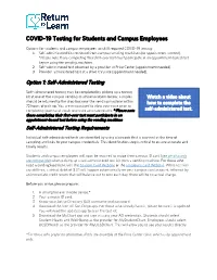 COVID-19 Testing for Students and Campus Employees