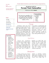 Managment Guide for Forest Tent Caterpillar