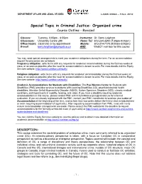 Organized Crime Course Outline – Revised