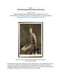Unit 3 1920: Redrawing the Boundaries of Citizenship