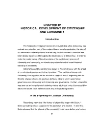 Chapter Iv Historical Development of Citizenship and Community
