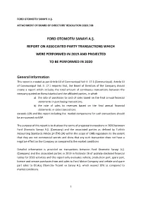 Ford Otomotiv Sanayi A.Ş. Report on Associated Party