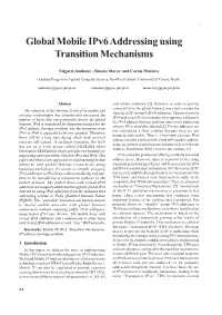 Global Mobile Ipv6 Addressing Using Transition Mechanisms