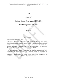 (HORIZON) Work Programme 2021-2022 4. Health