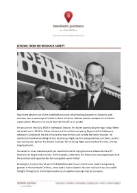 Lessons from Sir Reginald Ansett