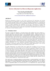 Review of Rarefied Gas Effects in Hypersonic Applications