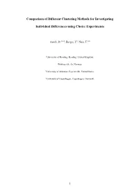 Comparison of Different Clustering Methods for Investigating Individual