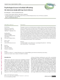 Psychological Issues in Football Officiating: an Interview Study with Top-Level Referees