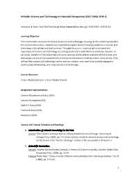Science and Technology in Historical Perspective (2017‐2018, SEM 1)