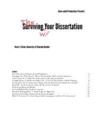 Contents Forward, Acknowledgements, And