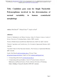 Candidate Gene Scan for Single Nucleotide Polymorphisms Involved in the Determination of Normal Variability in Human Craniofacial Morphology