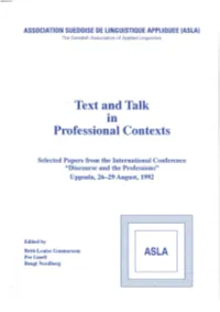 Text and Talk Professional Contexts
