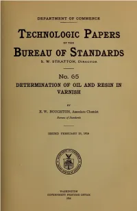 Determination of Oil and Resin in Varnish