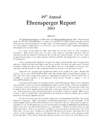Ehrensperger Report 2003